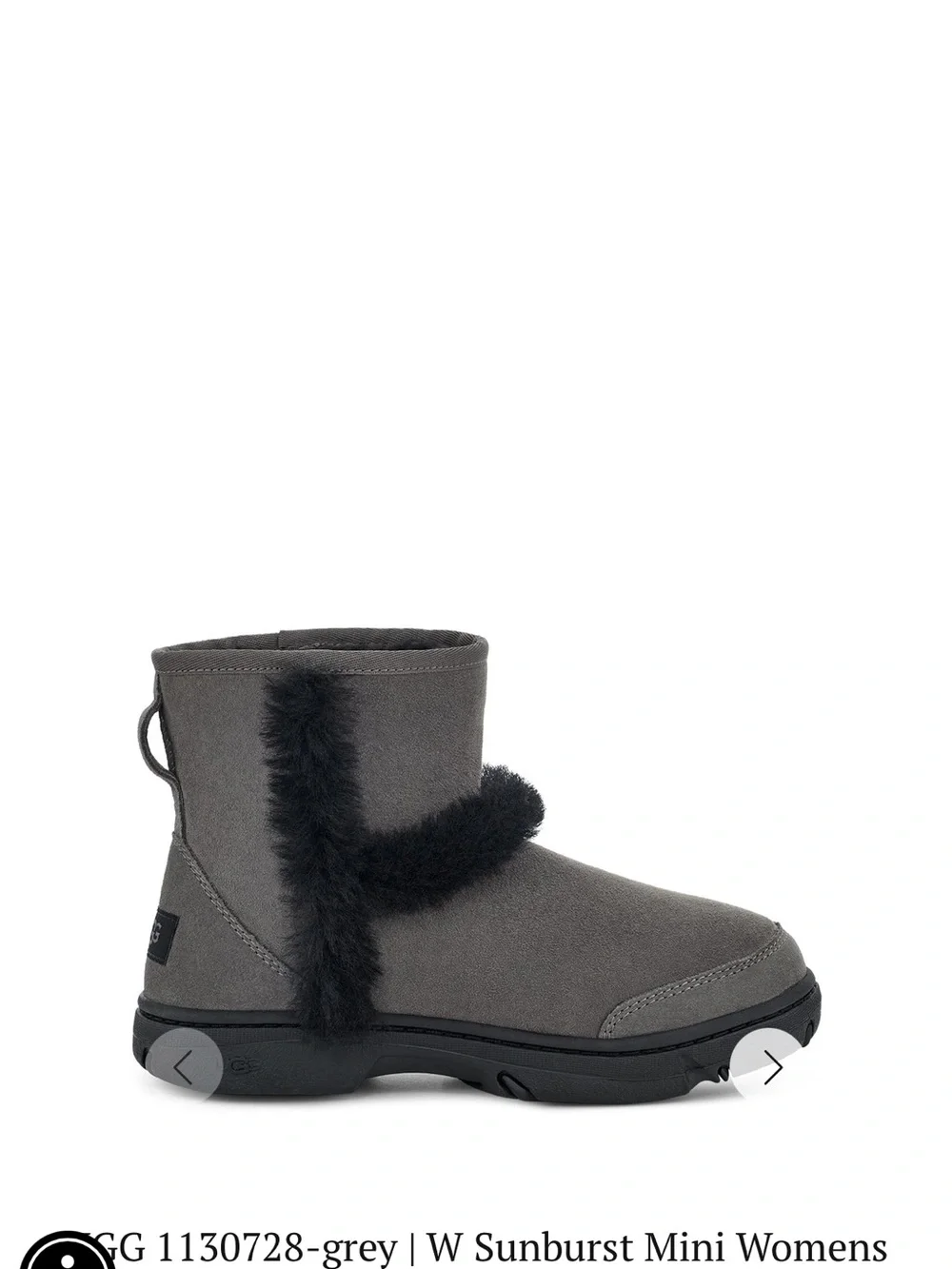 UGG Women's Gray Suede Shearling-Trim Winter Boots Small Flawed
